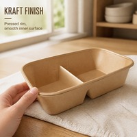 Bol en papier kraft jetable avec couvercle, boîte à lunch écologique pour emporter