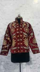 Chaqueta de terciopelo Suzani larga estilo vintage, elegante y casual para mujer, abrigo de invierno bordado a mano, cárdigan acogedor, vestido playero. - Product Image 3