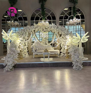 웨딩 플라워 아치 이벤트 행사 꽃 스탠드 구조 파티 무대 배경 장식에 대한 흰색 웨딩 아치 배경 - Product Image 3
