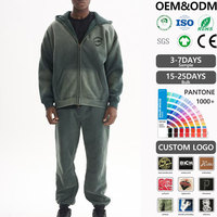 Vêtements pour hommes personnalisés - Ensemble de veste zippée et pantalon à revers décontractés de haute qualité, effet délavé à l'eau, pour hommes