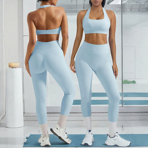 Custom Logo <b>Women</b> Yoga Set Sports Bra High Waist <b>Leggings</b> Sets 2 Piece Activewear Fitness Outfit <b>Women's</b> - Product Image 2