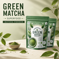 Sachets refermables personnalisés pour poudre de thé vert matcha avec logo – Vente en gros