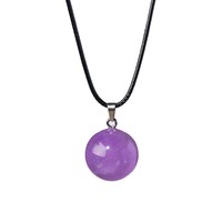 Pendentif boule de cristal naturel moulé par compression, collier en pierres précieuses violettes, roses, blanches et jaunes, artisanat en cristal, bijoux pour femmes