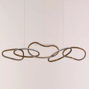 Lámpara colgante de 5 anillos de oro Irregular, luz <span class=keywords><strong>Led</strong></span> lineal, accesorios de iluminación de techo <span class=keywords><strong>Rectangular</strong></span> para comedor y <span class=keywords><strong>cocina</strong></span> - Product Image 1