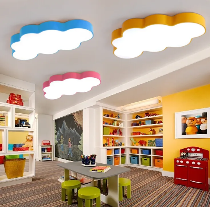 Современная Светодиодная потолочная люстра для украшения дома, цвет Macarons, облака, освещение, детская комната, спальня