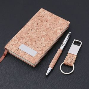 Custom Eco Handmade Silk Screen Printed Executive Business Gift <b>Set</b> Custom Logo Cork Cover <b>Notebook</b> Pen Corporate Gifts - Product Image 4