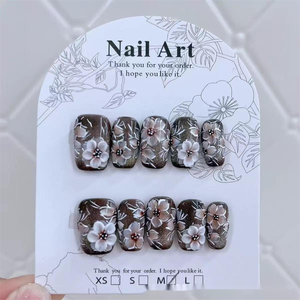 <span class=keywords><strong>Faux</strong></span> <span class=keywords><strong>ongles</strong></span> en acrylique faits main, nude, 3D, motif renard à neuf queues et floral, peints à la main, réutilisables, couvrance totale, avec colle, vente en gros, <span class=keywords><strong>chinois</strong></span> - Product Image 6