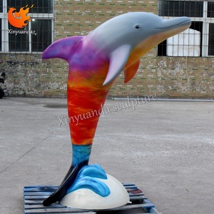 Kleurrijk beschilderd dolfijnensculptuur van glasvezel, <span class=keywords><strong>aquarium</strong></span> themapark decoratie, decoratie voor maritieme attractieparken - Product Image 4
