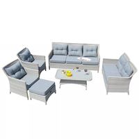 Großhandel Luxus Rattan Wicker Gartenmöbel Set für Hotel Villa Innenhof und Park Freizeit Stil Outdoor-Sofas