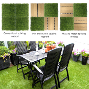 Baldosas de Césped <span class=keywords><strong>Artificial</strong></span> Encajables Premium para Bricolaje, 30x30cm, Suelo Sintético con Orificios de Drenaje para Decoración de Patio y Jardín - Product Image 6