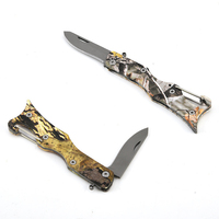 Couteau pliant camouflage, lame en acier inoxydable 3CR13, manche en ABS avec mousqueton pour le camping et la randonnée en plein air