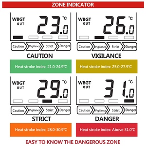 Medidor de Índice de Calor WBGT + HI 1 2 3, Medidor de Temperatura y Humedad del Aire, Pantalla LCD - Product Image 2