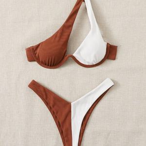 Bikini Personalizado para Mujer Tallas Grandes, Braguita de Tanga, Micro Bra, Estampado Liso/de Puntos, Impresión Frontal por Transferencia Térmica, Secado Rápido, Venta al por Mayor - Product Image 3