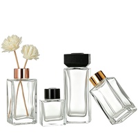 Flacon diffuseur de parfum vide de style nordique de luxe, carré, 100 ml, 200 ml, avec couvercle en bois noir, flacon de parfum d'intérieur personnalisé pour cadeau