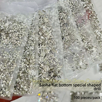 100 pièces/sac Mini Strass pour Ongles en Zircon Argenté à Dos Plat, Formes Multiples (Étoile, Cœur, Ondulé, Rectangle), Décoration pour Manucure en Salon