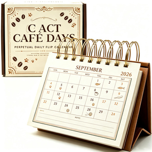 Calendrier de bureau rétro à feuilles mobiles 365 <span class=keywords><strong>jours</strong></span> avec impression personnalisée, design chat café, inspirant pour le bureau et la maison - Product Image 4