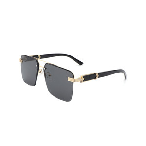 Blip - Lunettes de soleil carrées rétro teintées sans monture avec barre supérieure, style mode - Product Image 6