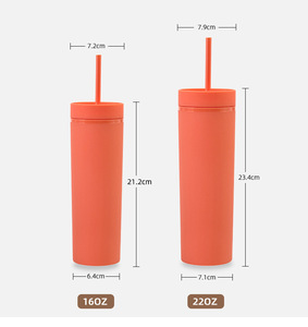 450Ml Mini Slim Tumbler Acrylic Nhựa Thân Thiện Với Môi BPA Miễn Phí Với Nắp Và Rơm Máy Rửa Chén An Toàn Uống Chai Nước Cho Đảng - Product Image 4