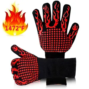 Gujia Grill handschuhe Kunden spezifische 1472F Barbecue Oven Slip Silikon Hitze beständige Grill handschuhe zum Kochen Backen