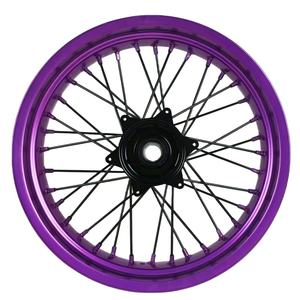 Meilleur <span class=keywords><strong>prix</strong></span> Fit multi-marque 17/16 jeu de roues jantes violettes moyeux noirs Supermoto Dirt Bike roues à rayons - Product Image 3