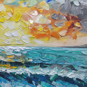 En gros Personnalisé Grand Abstrait 3D Paysage Marin Peinture À L'huile Peint À La Main Toile Mur Art Couteau Photo Maison Mur Décoratif - Product Image 4