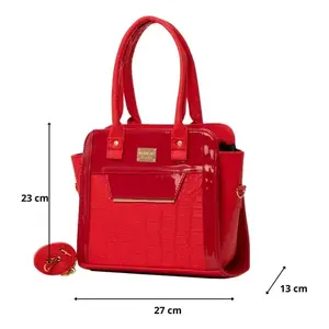 Bolso de mano rojo para mujer Fana Amira M3742 Premium con bolsillo con cremallera, accesorio de moda para adultos - Product Image 4