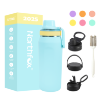Bouteille d'eau isotherme en acier inoxydable écologique de 32 oz avec logo personnalisé, double paroi, anti-fuite, thermos pour les voyages