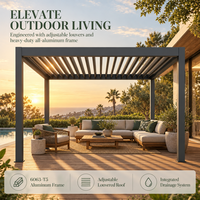 Pergola bioclimatique motorisée en aluminium avec toit à lames orientables, certifiée CE TUV NG-MP2026