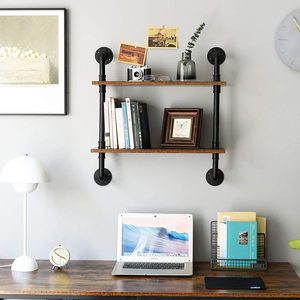 <span class=keywords><strong>2</strong></span> طبقة الصناعية حامل الأنابيب ، جدار رف ، دعامة معدنية تخزين رف الجدار لغرفة النوم ، المطبخ ، المعيشة - Product Image 3