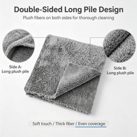 Serviette en microfibre à poils longs Lewell, épaisseur 500 GSM, 40*40 CM, découpe ultrasonique sans bordure, réutilisable, pour le nettoyage automobile et domestique