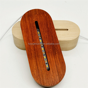 Óc chó sồi cơ sở dài 3D Acrylic LED ánh sáng ban đêm DIY Laser khắc Glass chủ USB Cáp nhà sử dụng ấm trắng ánh sáng trung - Product Image 2