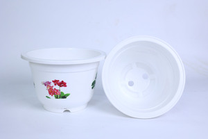 Pot de fleurs en plastique PP blanc, imprimé décoratif, pour jardin, rond, pour bonsaï, conteneur durable, vente en gros d'usine A280 - Product Image 5