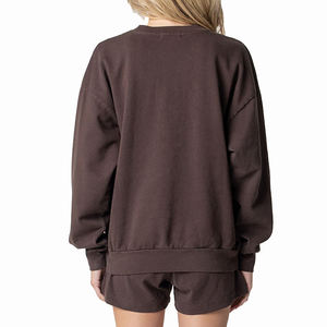 Ventes chaudes, sweat-shirt pour femme en polaire uni, style streetwear décontracté, lourd, épaules tombantes, pull ample, sweat-shirt pour femme - Product Image 3