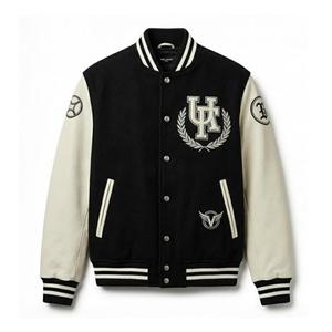 Chaqueta Varsity Unisex de Alta Calidad al por Mayor, a Prueba de Viento, Transpirable, Casual, de Invierno, con Bordado y Cierre de Botones - Product Image 1