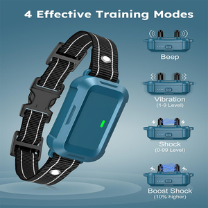 Köpekler için şarj edilebilir su geçirmez Bark kontrol elektronik eğitim yaka 4 modları emniyet kilidi tüm ırkları boyutları plastik mavi - Product Image 2