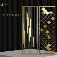 EX222 JYF Paravent Moderne Pliable Multifonctionnel en Acier Inoxydable Durable, Découpé au Laser, Thème Artistique Or Rose, Irrégulier