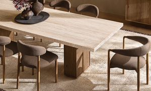 Hiện đại sang trọng travertine đá cẩm thạch hàng đầu phòng ăn đá phòng khách đồ nội thất Lumi hình chữ nhật bàn ăn - Product Image 6