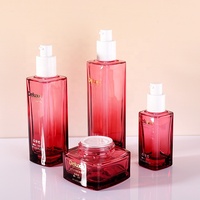 Ensemble d'emballages de soins de la peau personnalisés de luxe, flacon de lotion en verre de 30 ml et 90 ml avec pompe et pot à crème avec couvercle, conteneur cosmétique OEM