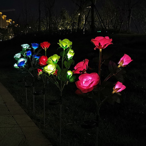 Lámpara Solar LED de 3 Cabezas con Diseño de Rosa, Impermeable IP65, para Decoración de Jardín, Césped y Caminos - Product Image 5