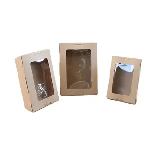 Fabrik preis Großhandel kunden spezifische Kraft papier boxen mit Oberlicht-Recycling papier OEM & ODM