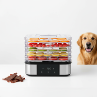 5-Tray Elektrische Mini Voedseldehydrator met RVS Basis - 35-75°C Verstelbare Temperatuur - 48 uur Timer - BPA-Vrij - Digitale Besturing - Voor Fruit