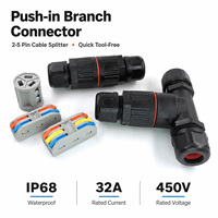Connecteur de branchement droit/en T étanche IP68 CDF-200, 2-5 broches, 32A 450V, répartiteur de câble rapide à enfoncement pour alimentation extérieure