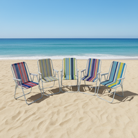 Chaise de plage pliable moderne, portable, légère et colorée en fer et acier, avec accoudoirs, pour jardin, pêche et camping en extérieur