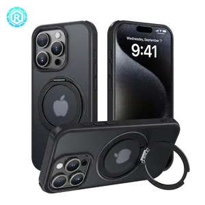 Magnetic Cell Phone Cover Case With 360 Degree Rotated Stand For IPhone 15 Pro Phone Accessories