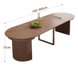 <span class=keywords><strong>Table</strong></span> à manger pliable entièrement en bois, rectangulaire, <span class=keywords><strong>3</strong></span> <span class=keywords><strong>mètres</strong></span>, haut de gamme, pour maison d'hôtes, hôtel, villa, <span class=keywords><strong>table</strong></span> ovale simple et moderne, 10 personnes - Product Image 5