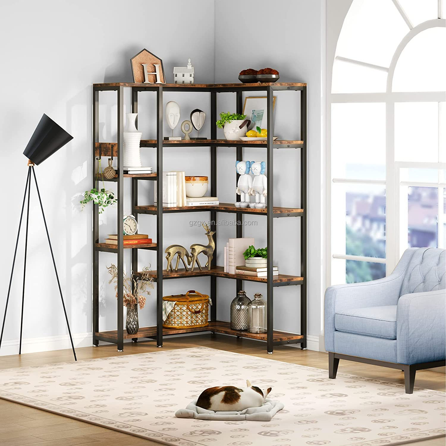 Libreria a 5 ripiani 24 x 90 x 159 cm mobile contenitore con scomparti aperti per soggiorno camera da let 12_0004272 | Leroy Merlin
