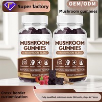 Gummies aux champignons composés best-seller, 3g chacun, flacon de 60 unités, personnalisation OEM, 10 en 1