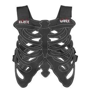 "High Street Men's Trend Skeleton Print Cutout Big Multi-Pocket Loose Sleeveless Custom Cargo Utility Vest Black Men Pu Vest - Product Image 6