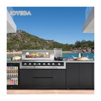 Ensemble de cuisine extérieure JOYEDA en acier inoxydable modulaire avec îlot barbecue et armoire - Design moderne ignifuge