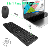 Tam boyutlu çok fonksiyonlu ergonomik Set teclado y fare 2.4GHz sessiz USB kablosuz klavye ve fare Combo